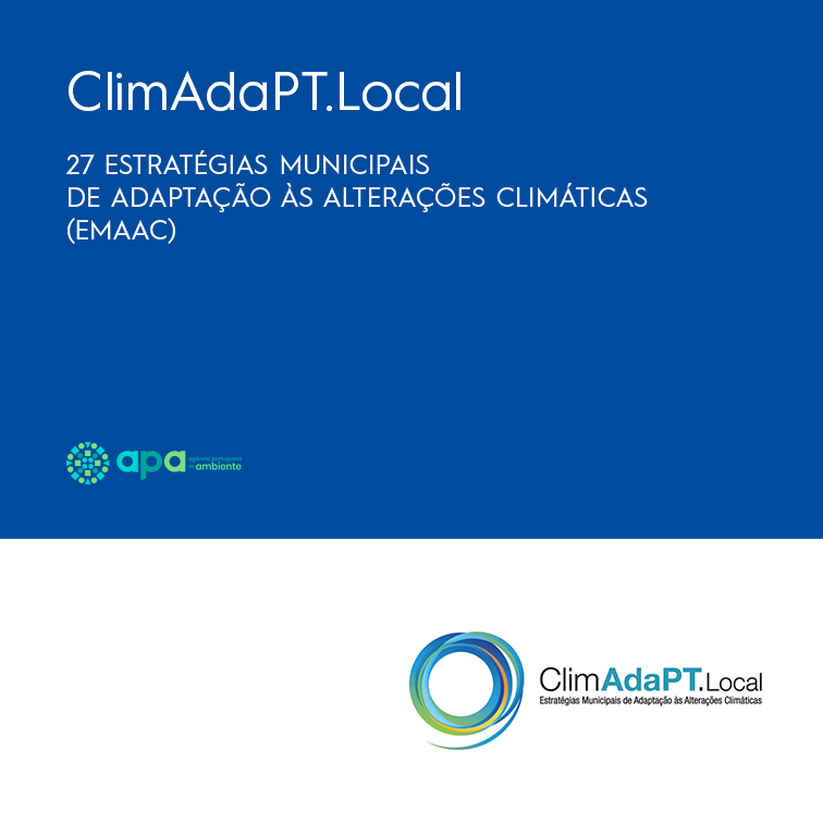 imagem com o logo do ClimAdaPT.Local e da APA - Agência Portuguesa do Ambiente + título do projeto : 27 EMAAC