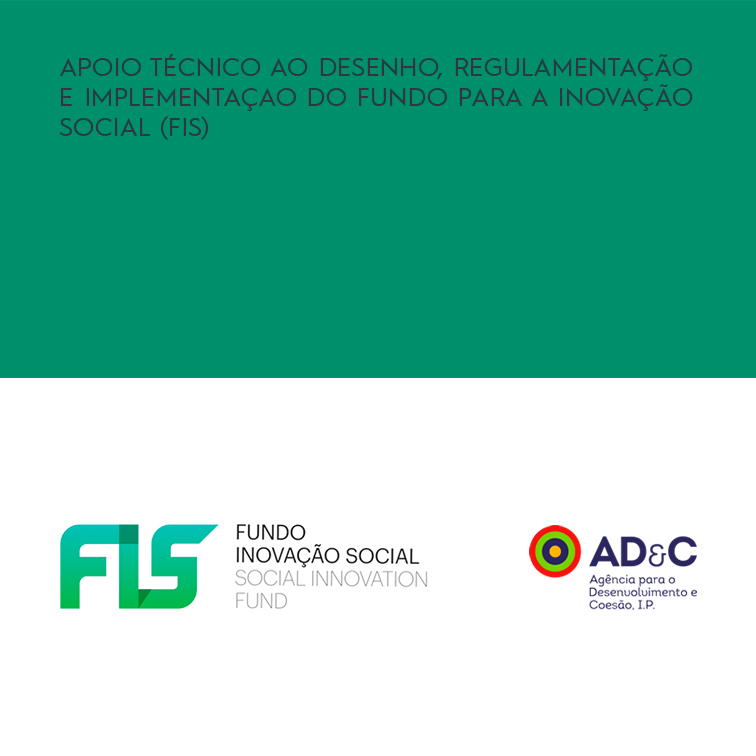 imagem com o logotipo FIS - Fundo para a Inovação Social - juntamente com o logo da Agência para o Desenvolvimento e Coesão (ADC)