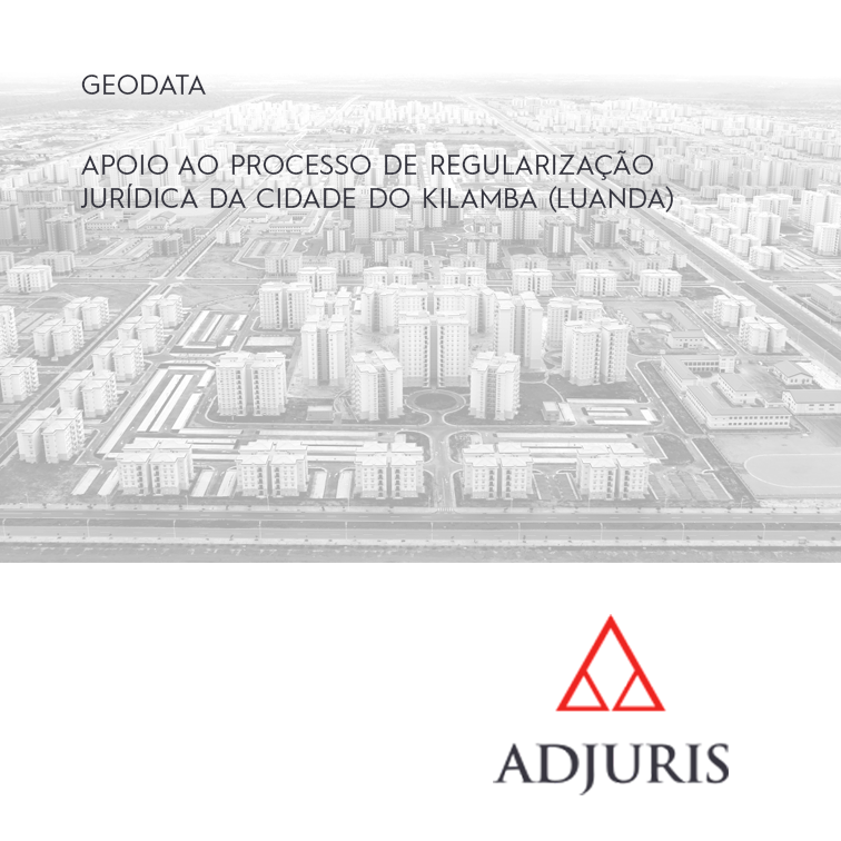 imagem da cidade de kilamba (luanda) com o título do projeto e o logotipo da empresa adjuris